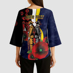 North Queensland Cowboys ANZAC Personalised Kimono Sleeve Blouse Lest We Forget Poppy Camo