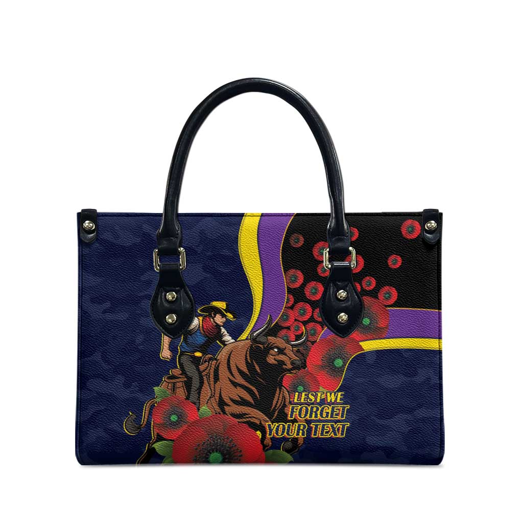 North Queensland Cowboys ANZAC Personalised Leather Bag Lest We Forget Poppy Camo