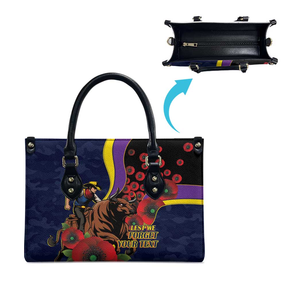 North Queensland Cowboys ANZAC Personalised Leather Bag Lest We Forget Poppy Camo