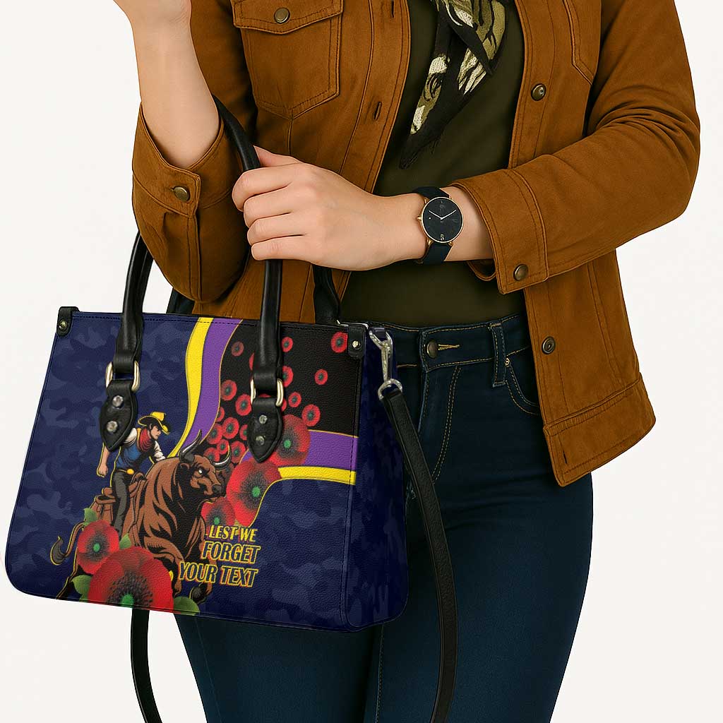 North Queensland Cowboys ANZAC Personalised Leather Bag Lest We Forget Poppy Camo