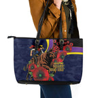North Queensland Cowboys ANZAC Personalised Leather Tote Bag Lest We Forget Poppy Camo