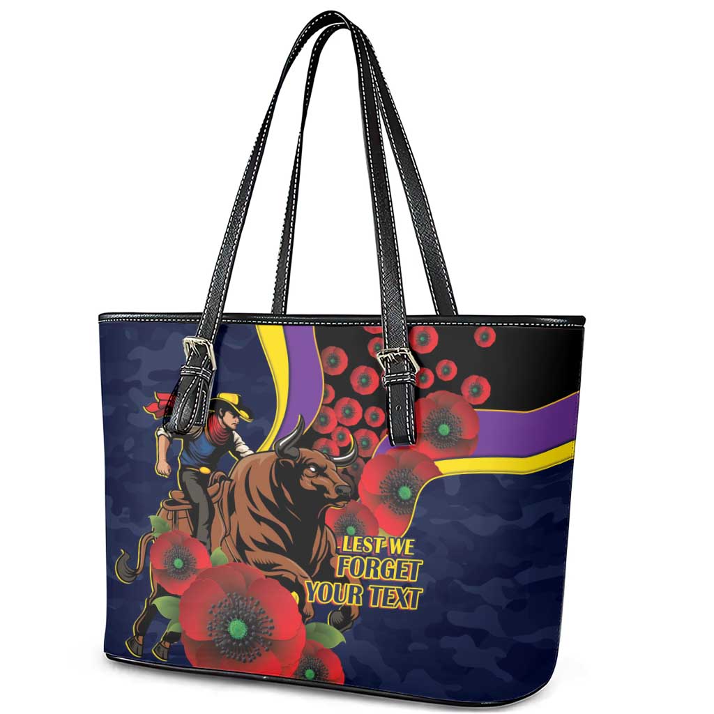North Queensland Cowboys ANZAC Personalised Leather Tote Bag Lest We Forget Poppy Camo