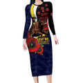 North Queensland Cowboys ANZAC Personalised Long Sleeve Bodycon Dress Lest We Forget Poppy Camo