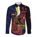 North Queensland Cowboys ANZAC Personalised Long Sleeve Button Shirt Lest We Forget Poppy Camo