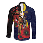 North Queensland Cowboys ANZAC Personalised Long Sleeve Button Shirt Lest We Forget Poppy Camo