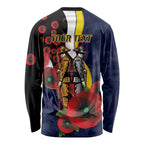 North Queensland Cowboys ANZAC Personalised Long Sleeve Shirt Lest We Forget Poppy Camo