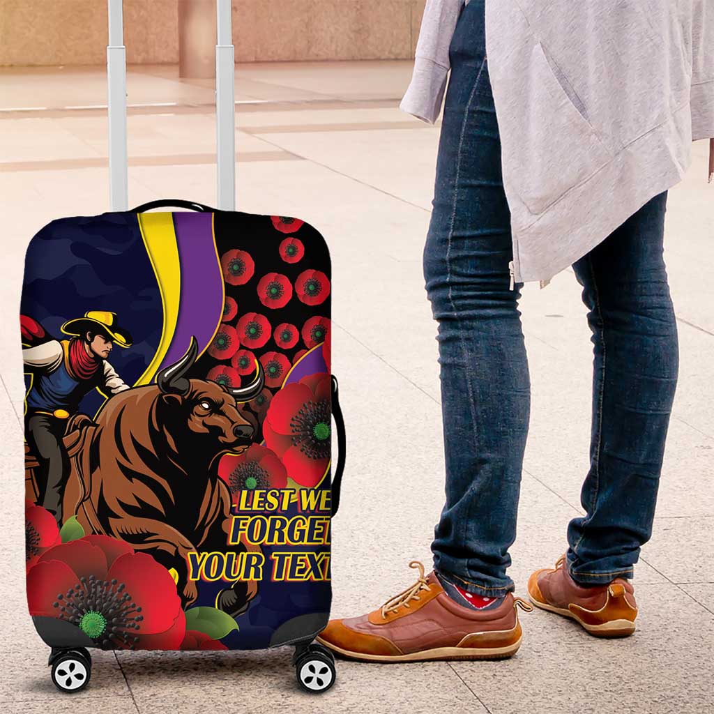 North Queensland Cowboys ANZAC Personalised Luggage Cover Lest We Forget Poppy Camo