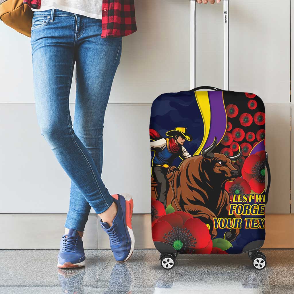 North Queensland Cowboys ANZAC Personalised Luggage Cover Lest We Forget Poppy Camo