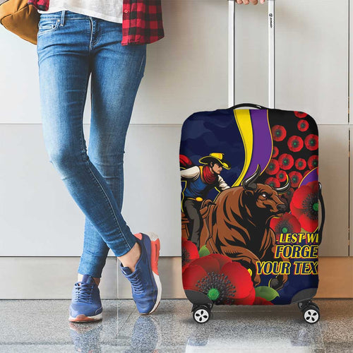 North Queensland Cowboys ANZAC Personalised Luggage Cover Lest We Forget Poppy Camo