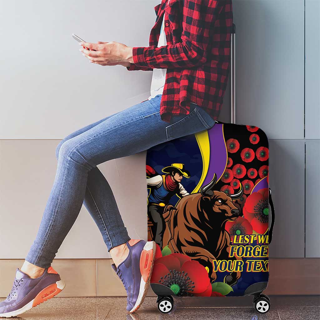 North Queensland Cowboys ANZAC Personalised Luggage Cover Lest We Forget Poppy Camo