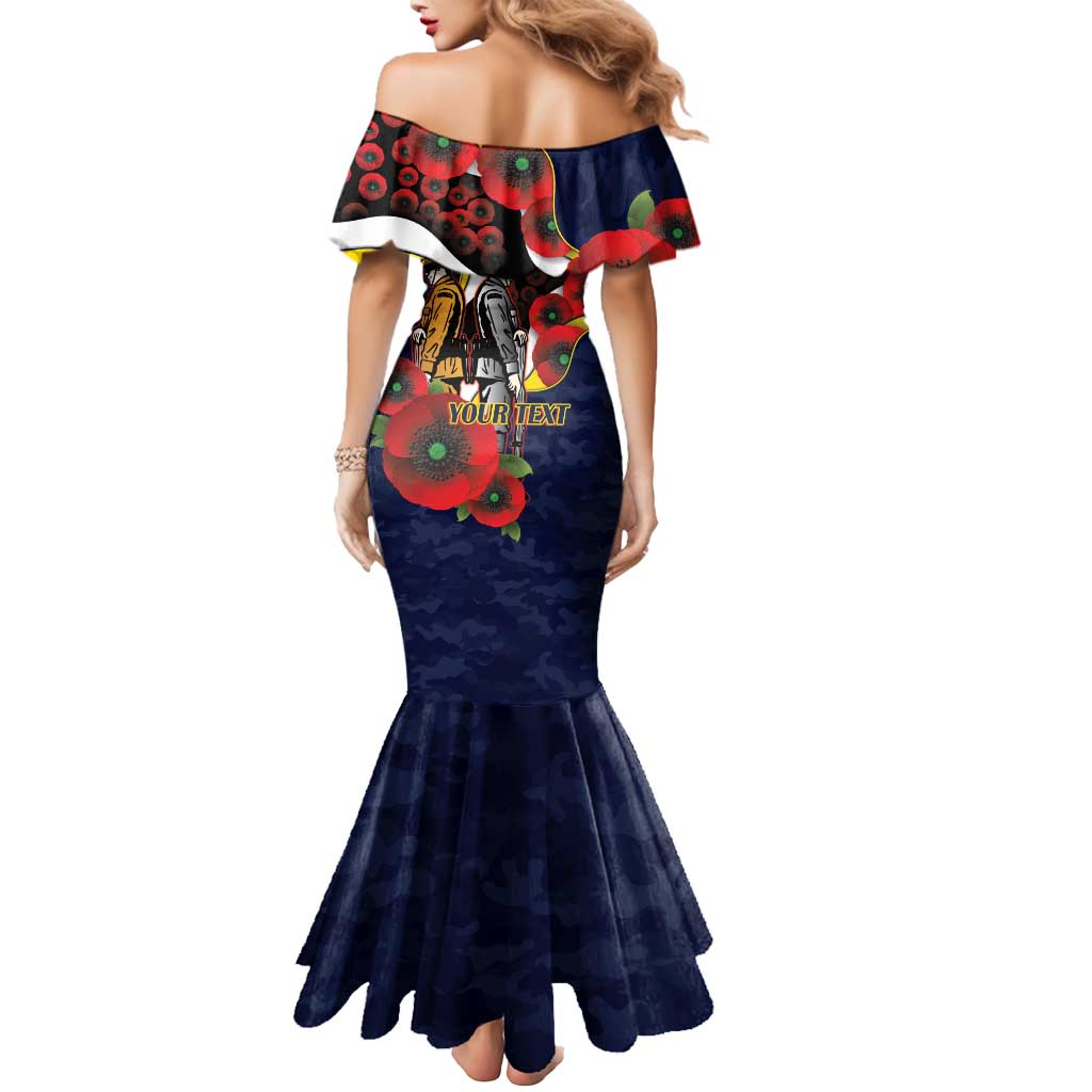 North Queensland Cowboys ANZAC Personalised Mermaid Dress Lest We Forget Poppy Camo