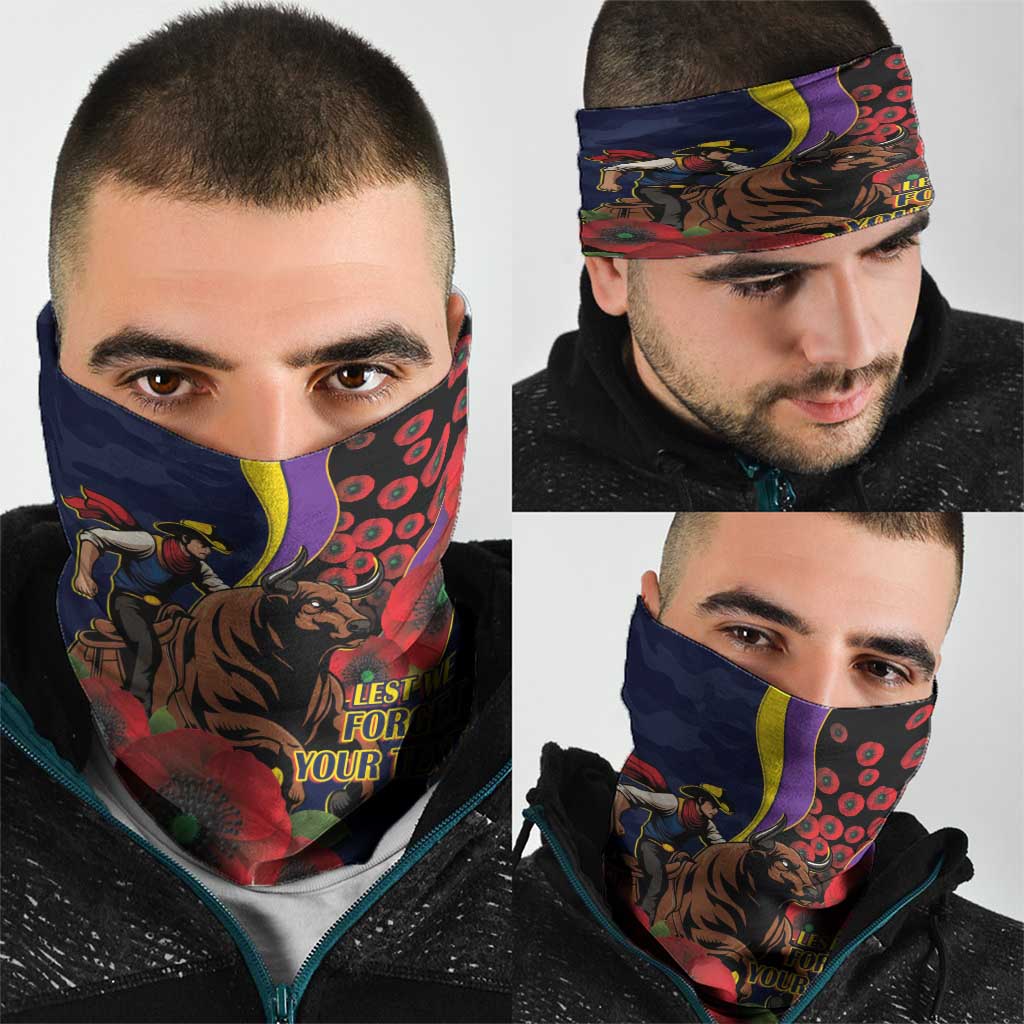 North Queensland Cowboys ANZAC Personalised Neck Gaiter Lest We Forget Poppy Camo