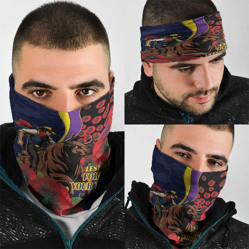 North Queensland Cowboys ANZAC Personalised Neck Gaiter Lest We Forget Poppy Camo
