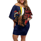North Queensland Cowboys ANZAC Personalised Off Shoulder Short Dress Lest We Forget Poppy Camo