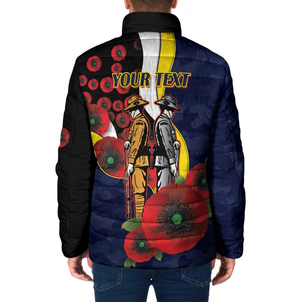 North Queensland Cowboys ANZAC Personalised Padded Jacket Lest We Forget Poppy Camo
