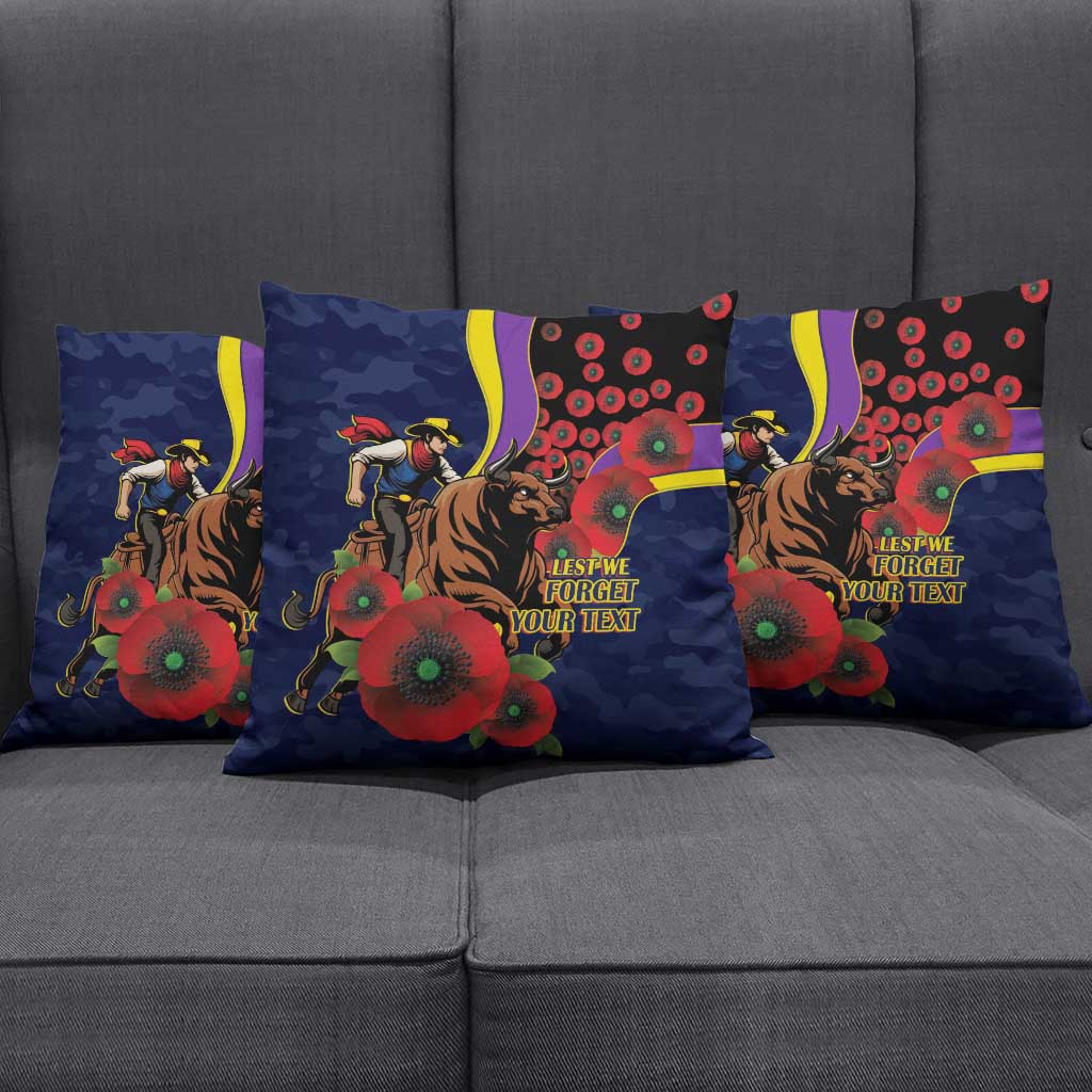 North Queensland Cowboys ANZAC Personalised Pillow Cover Lest We Forget Poppy Camo