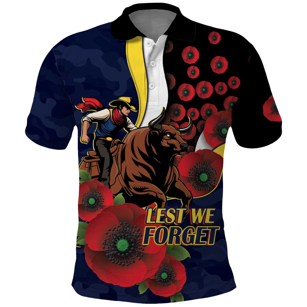 North Queensland Cowboys ANZAC Personalised Polo Shirt Lest We Forget Poppy Camo