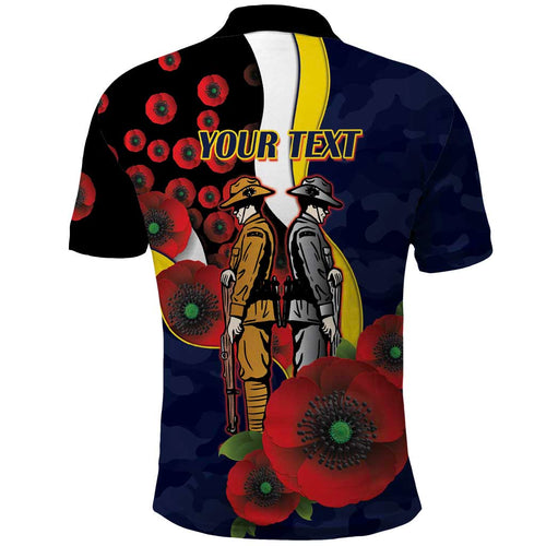 North Queensland Cowboys ANZAC Personalised Polo Shirt Lest We Forget Poppy Camo
