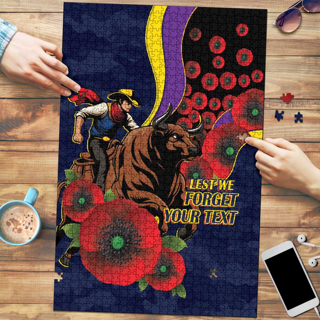 North Queensland Cowboys ANZAC Personalised Puzzle Lest We Forget Poppy Camo