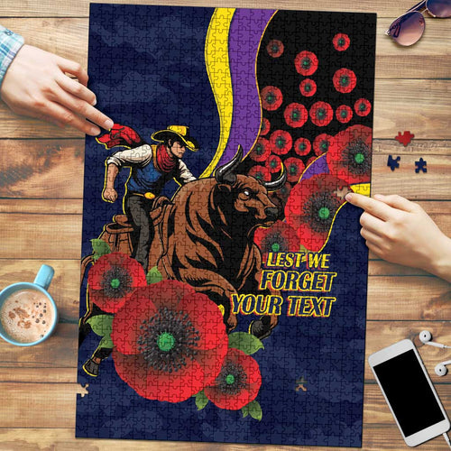 North Queensland Cowboys ANZAC Personalised Puzzle Lest We Forget Poppy Camo