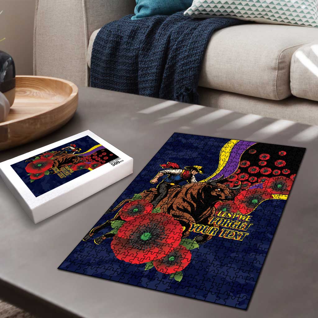 North Queensland Cowboys ANZAC Personalised Puzzle Lest We Forget Poppy Camo