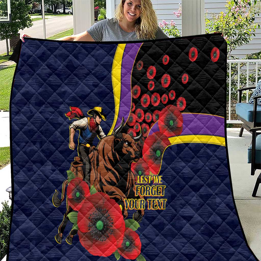 North Queensland Cowboys ANZAC Personalised Quilt Lest We Forget Poppy Camo