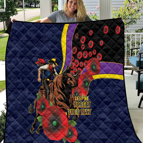 North Queensland Cowboys ANZAC Personalised Quilt Lest We Forget Poppy Camo