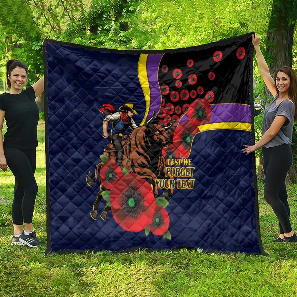 North Queensland Cowboys ANZAC Personalised Quilt Lest We Forget Poppy Camo