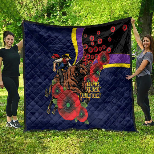 North Queensland Cowboys ANZAC Personalised Quilt Lest We Forget Poppy Camo