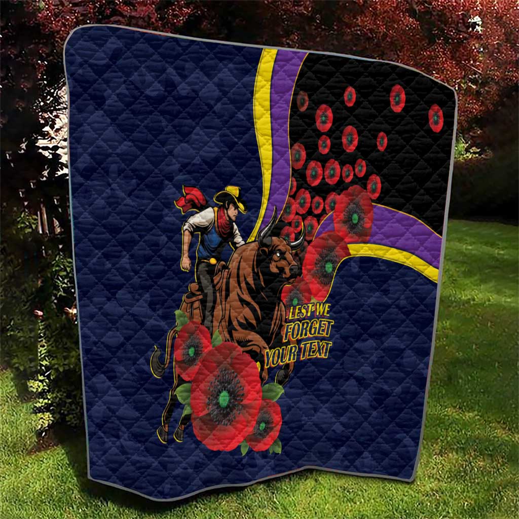 North Queensland Cowboys ANZAC Personalised Quilt Lest We Forget Poppy Camo