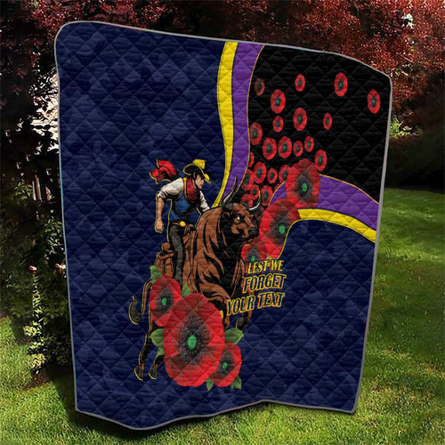 North Queensland Cowboys ANZAC Personalised Quilt Lest We Forget Poppy Camo