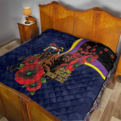 North Queensland Cowboys ANZAC Personalised Quilt Lest We Forget Poppy Camo