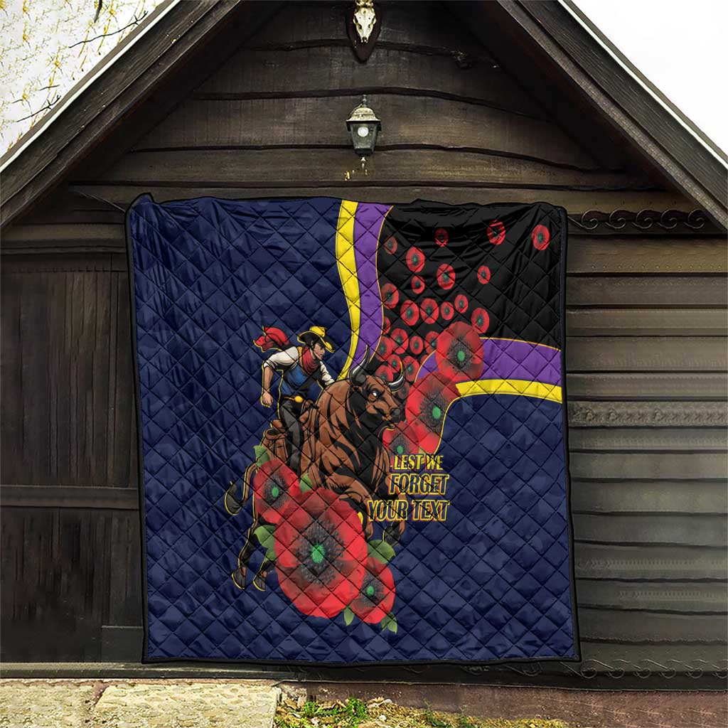 North Queensland Cowboys ANZAC Personalised Quilt Lest We Forget Poppy Camo