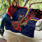 North Queensland Cowboys ANZAC Personalised Quilt Lest We Forget Poppy Camo