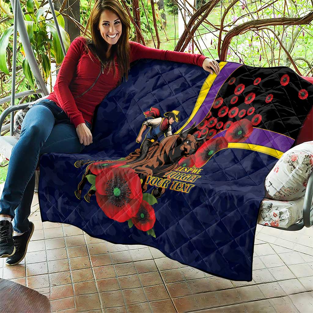 North Queensland Cowboys ANZAC Personalised Quilt Lest We Forget Poppy Camo