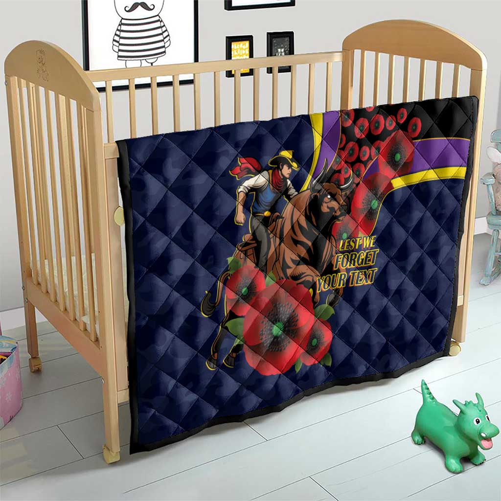 North Queensland Cowboys ANZAC Personalised Quilt Lest We Forget Poppy Camo