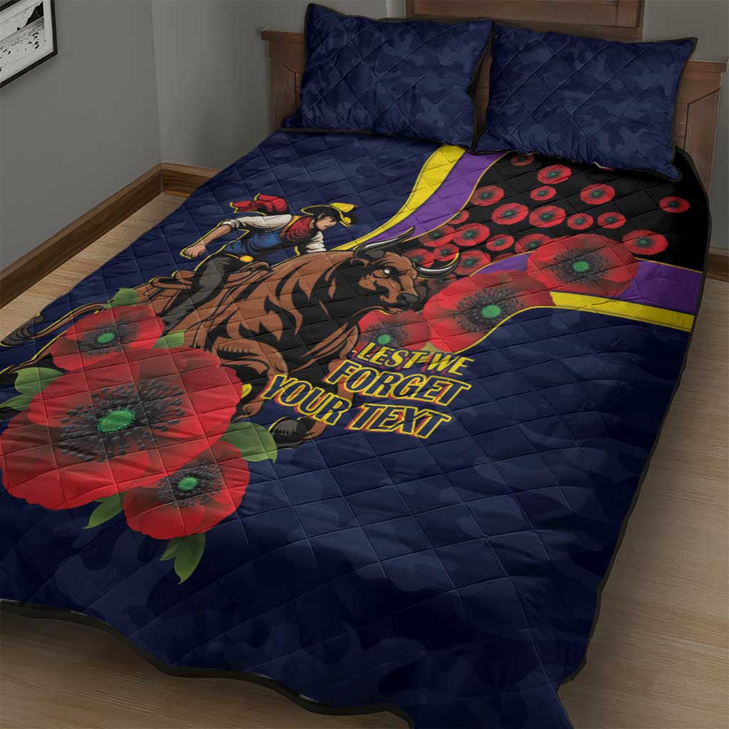 North Queensland Cowboys ANZAC Personalised Quilt Bed Set Lest We Forget Poppy Camo