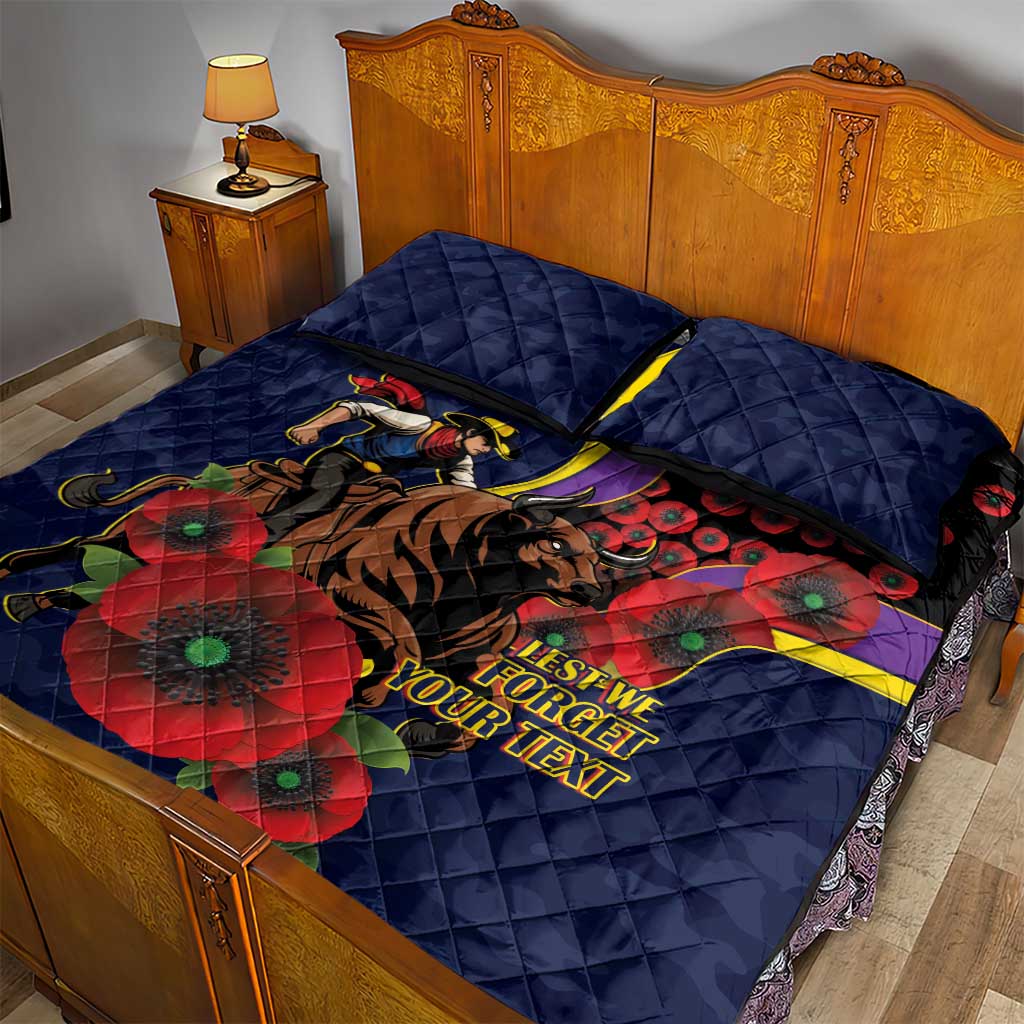 North Queensland Cowboys ANZAC Personalised Quilt Bed Set Lest We Forget Poppy Camo