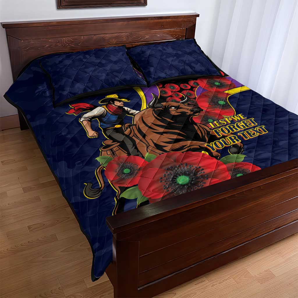 North Queensland Cowboys ANZAC Personalised Quilt Bed Set Lest We Forget Poppy Camo