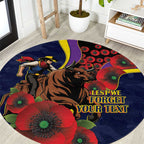 North Queensland Cowboys ANZAC Personalised Round Carpet Lest We Forget Poppy Camo
