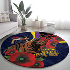 North Queensland Cowboys ANZAC Personalised Round Carpet Lest We Forget Poppy Camo