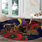 North Queensland Cowboys ANZAC Personalised Round Carpet Lest We Forget Poppy Camo