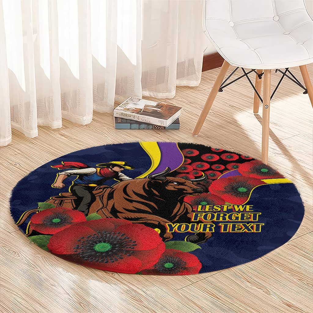North Queensland Cowboys ANZAC Personalised Round Carpet Lest We Forget Poppy Camo