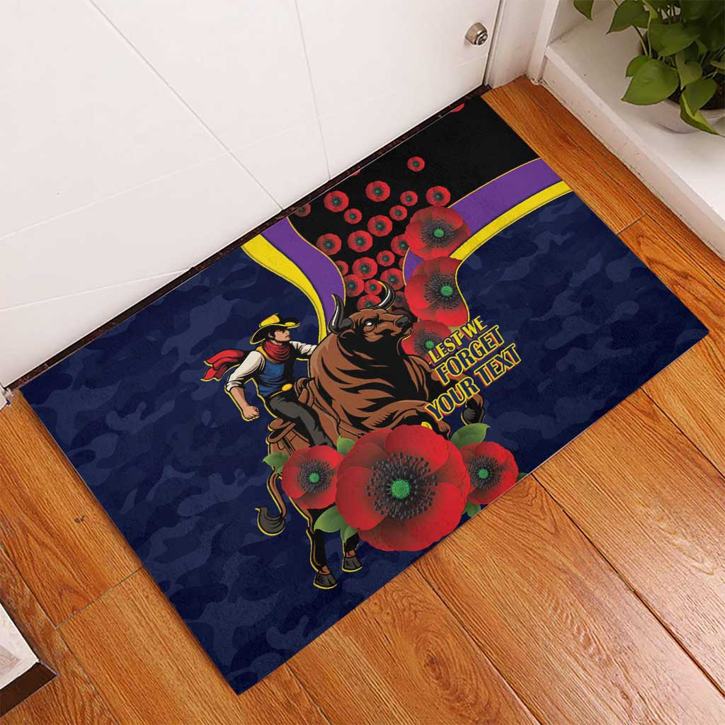 North Queensland Cowboys ANZAC Personalised Rubber Doormat Lest We Forget Poppy Camo