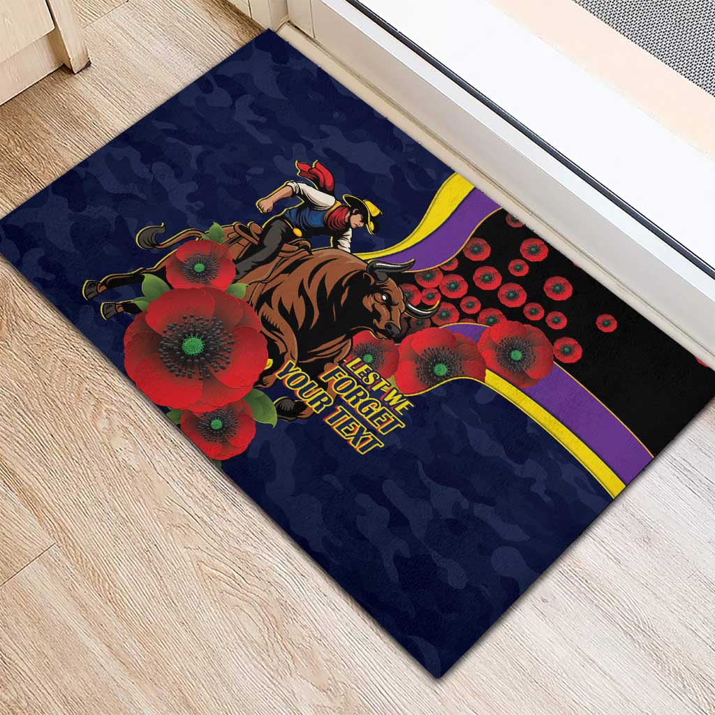 North Queensland Cowboys ANZAC Personalised Rubber Doormat Lest We Forget Poppy Camo