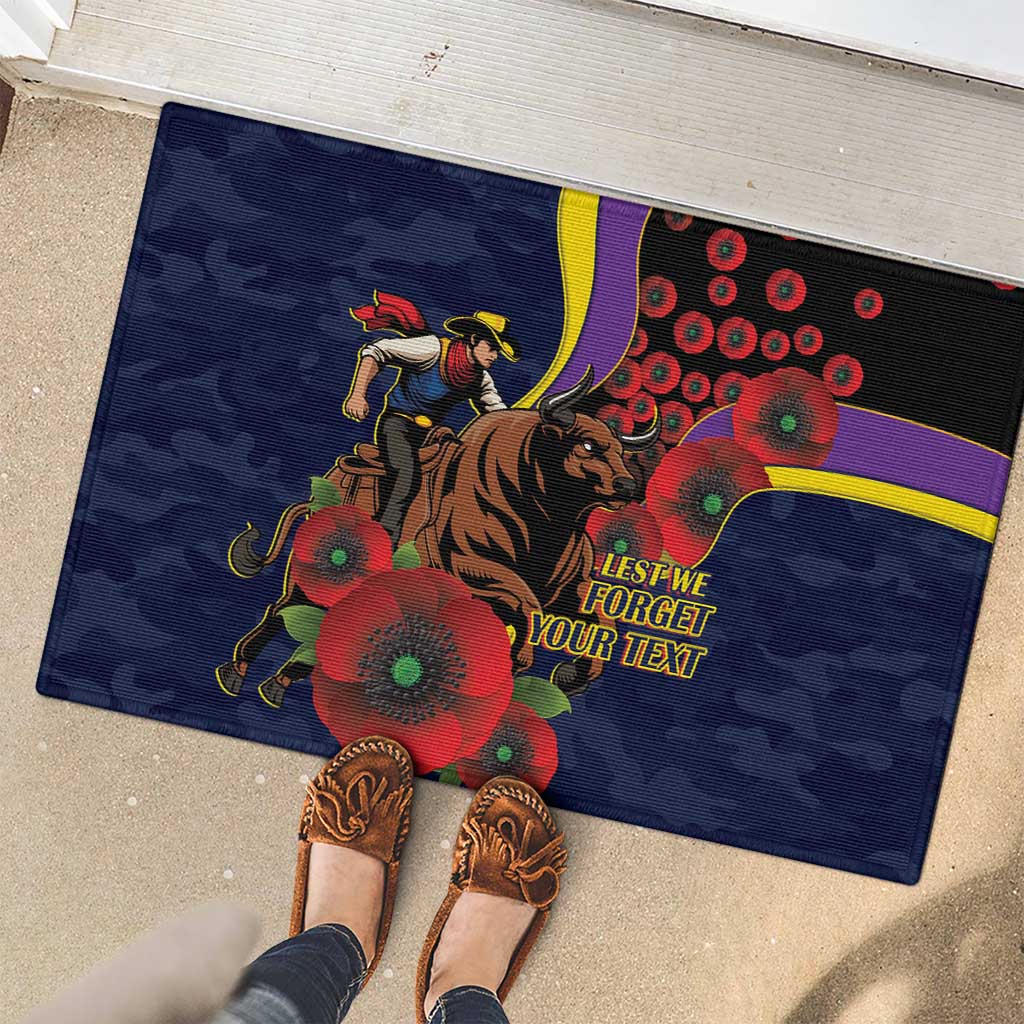North Queensland Cowboys ANZAC Personalised Rubber Doormat Lest We Forget Poppy Camo