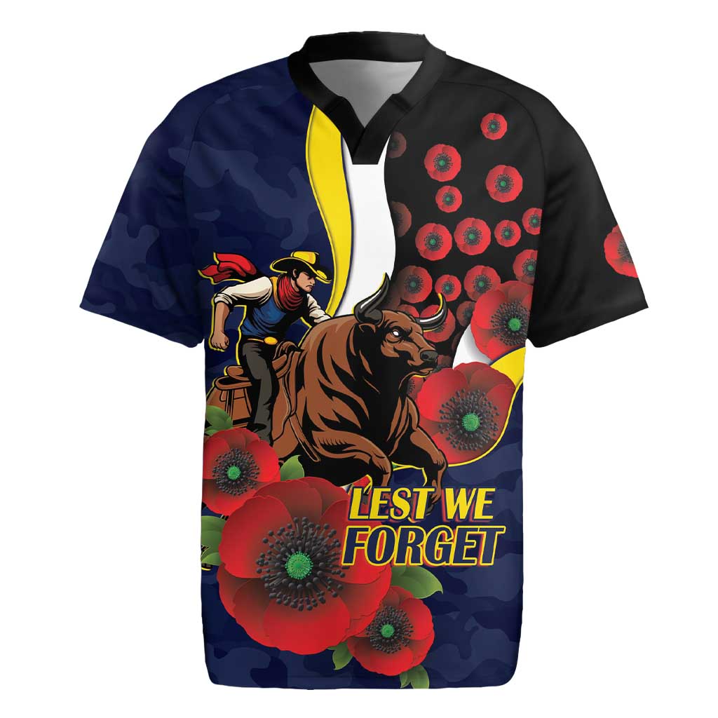North Queensland Cowboys ANZAC Personalised Rugby Jersey Lest We Forget Poppy Camo