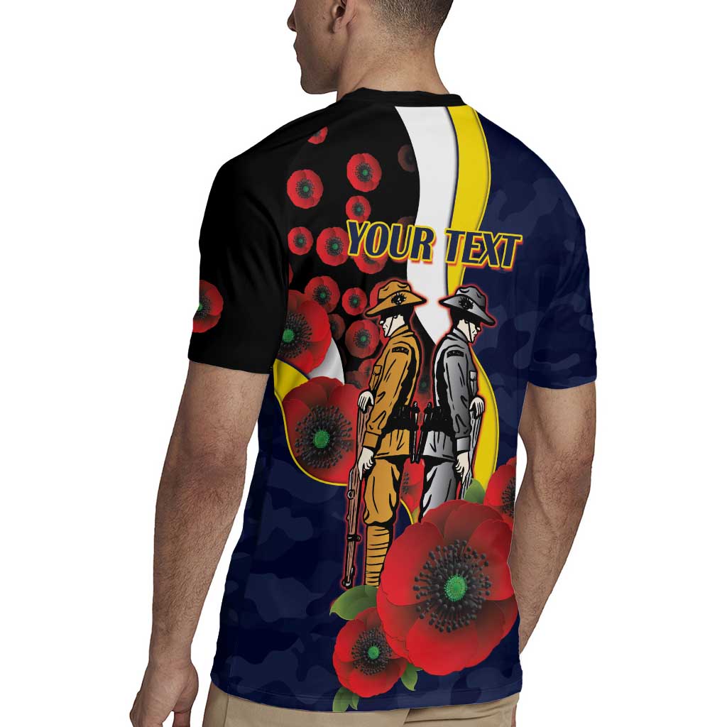 North Queensland Cowboys ANZAC Personalised Rugby Jersey Lest We Forget Poppy Camo