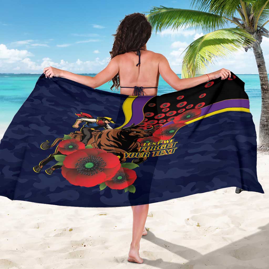North Queensland Cowboys ANZAC Personalised Sarong Lest We Forget Poppy Camo