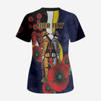 North Queensland Cowboys ANZAC Personalised Scrub Top Lest We Forget Poppy Camo